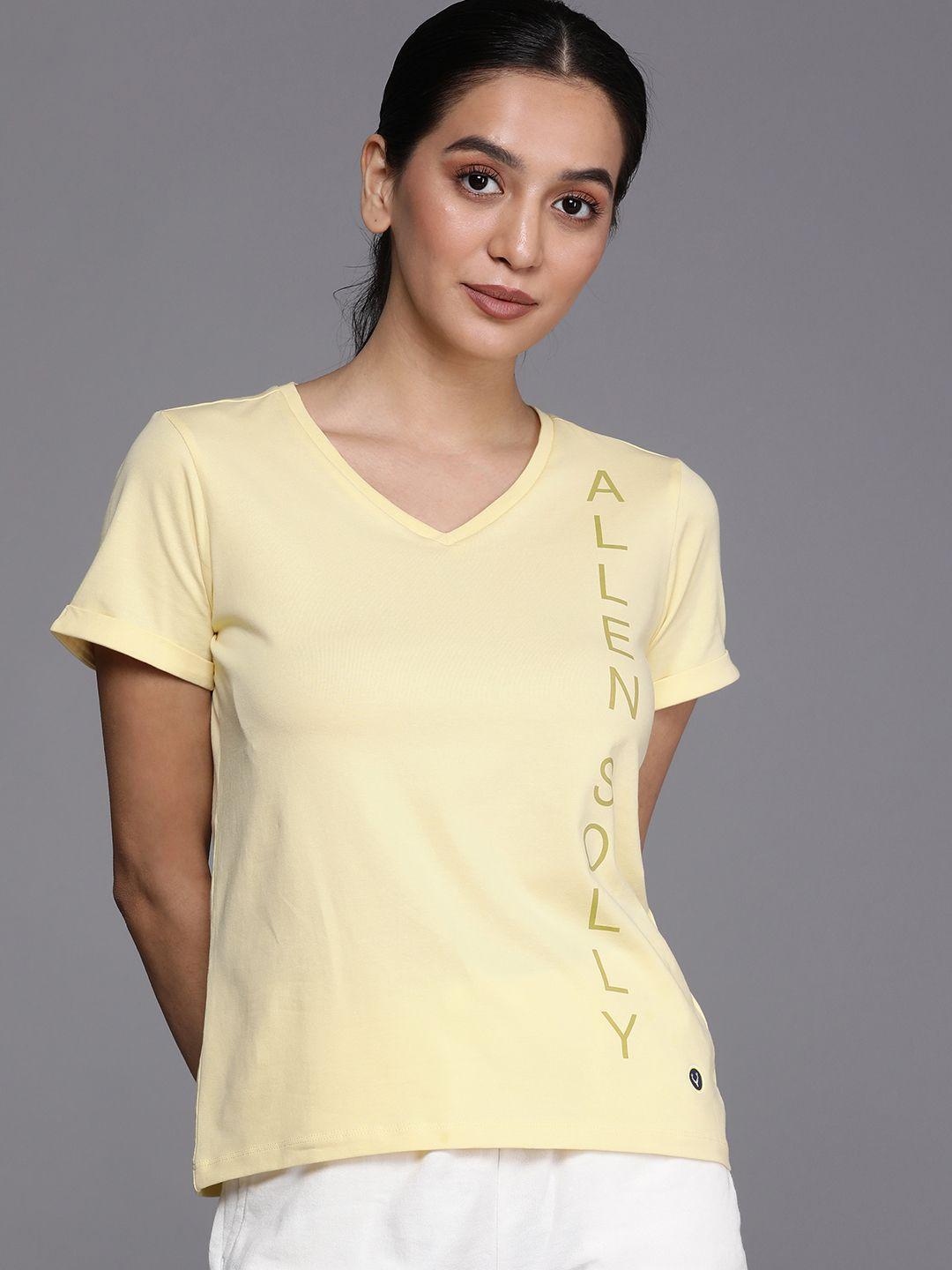 allen solly woman brand logo printed v-neck t-shirt