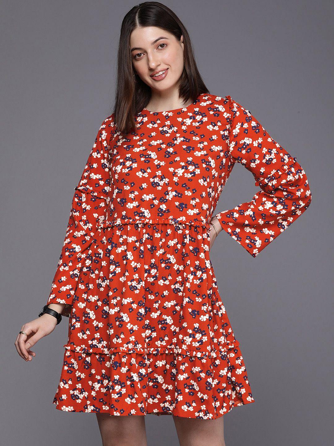 allen solly woman floral print fit & flare dress