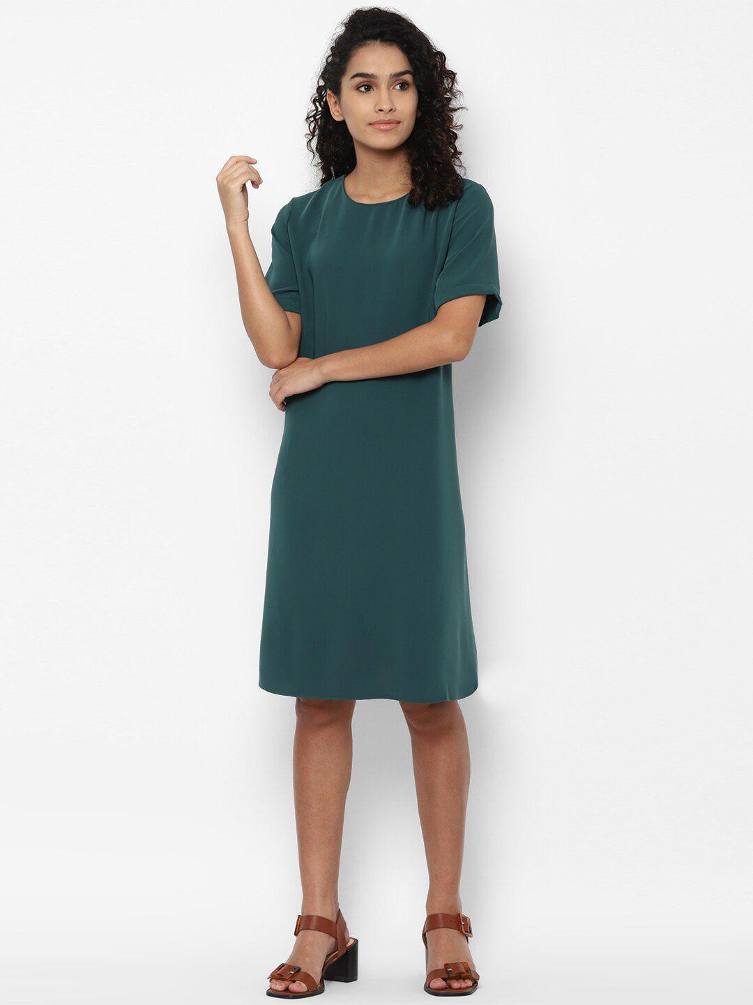 allen solly woman green a-line dress