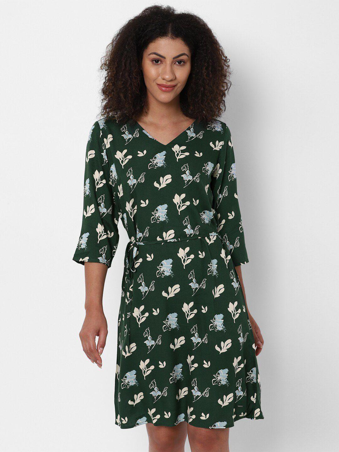 allen solly woman green floral dress