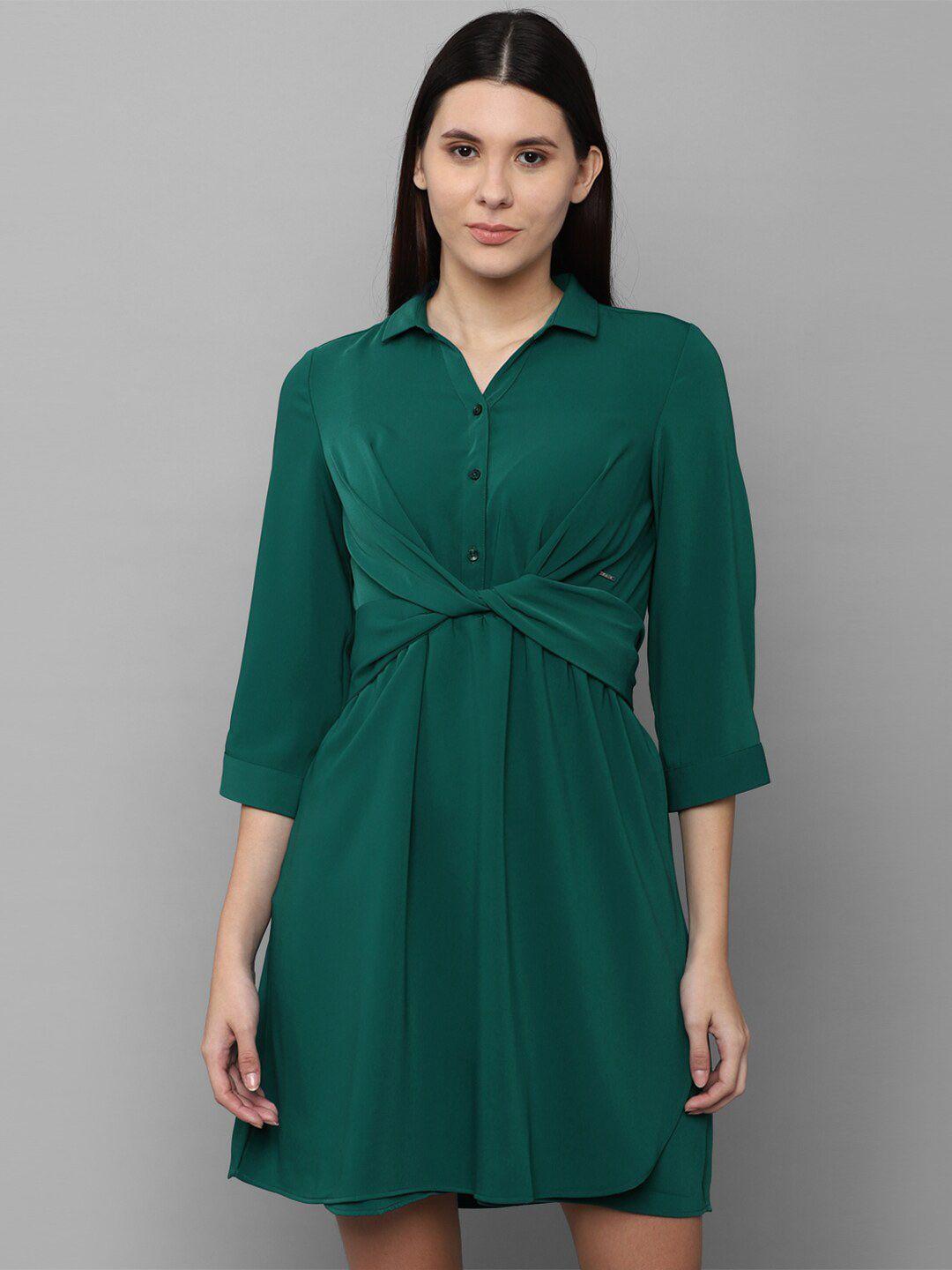 allen solly woman green shirt dress