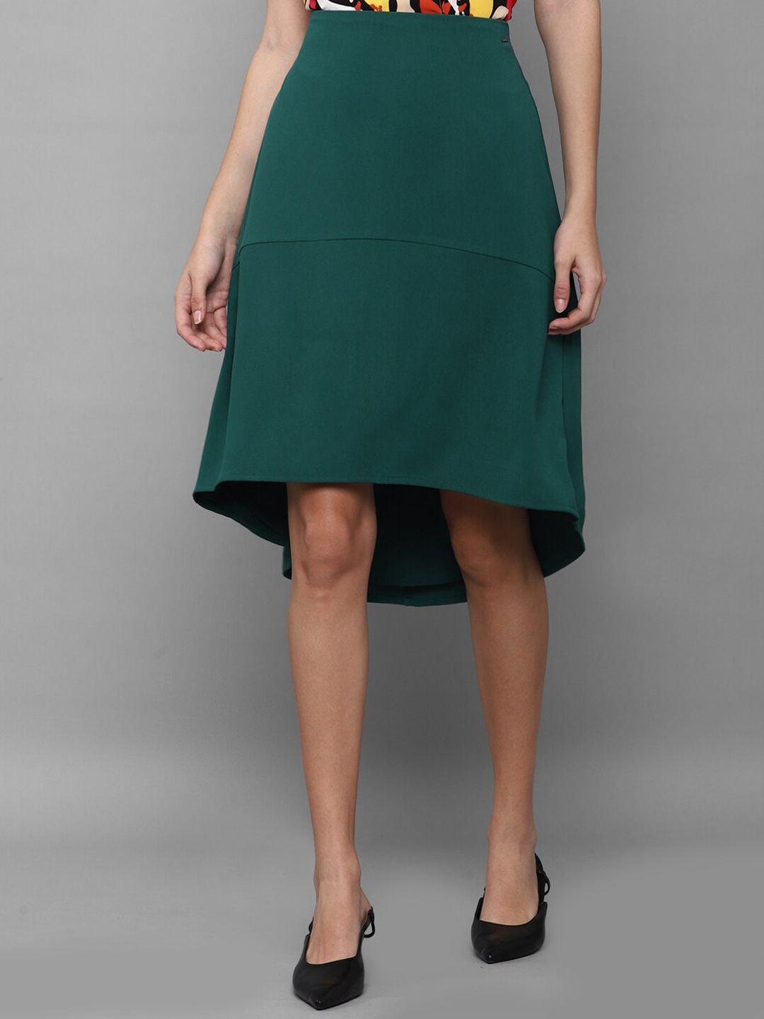 allen solly woman green solid a-line high-low skirt