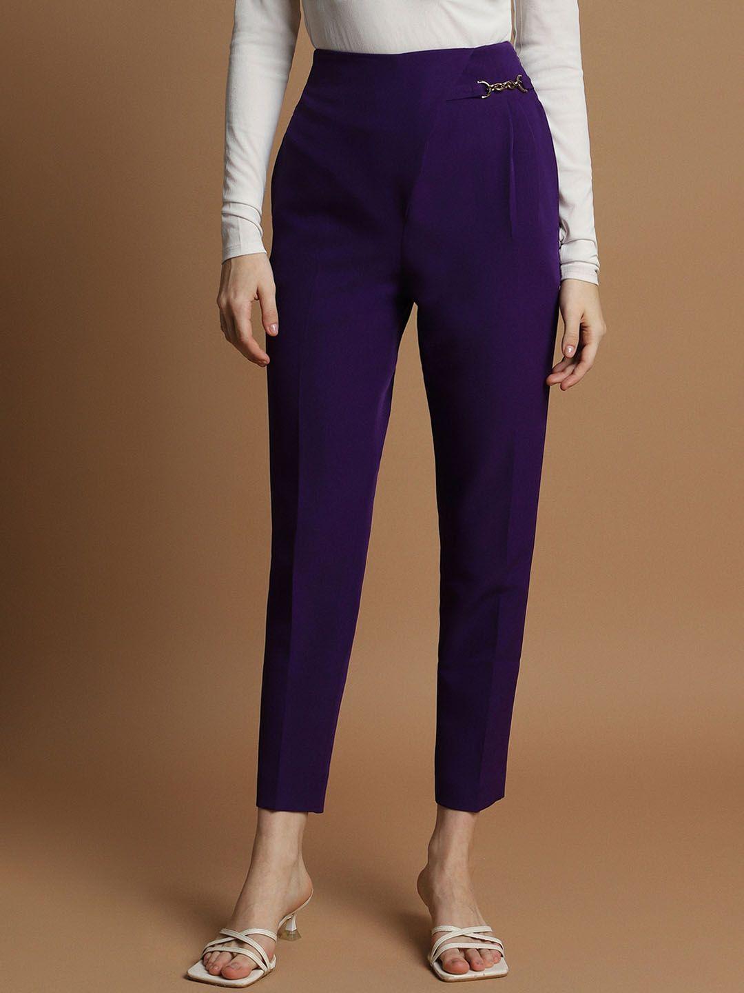 allen solly woman mid-rise slim fit cropped trousers