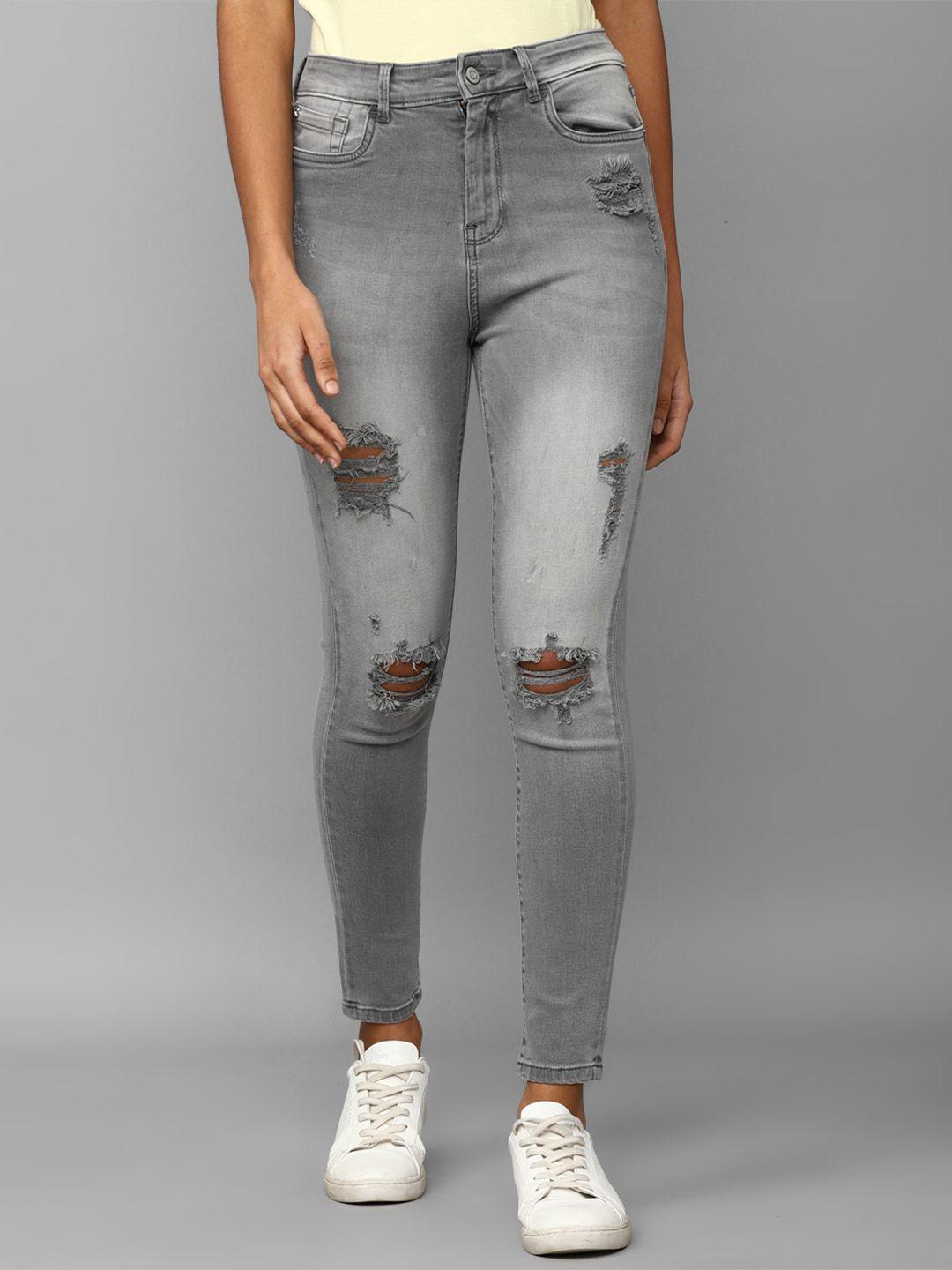 allen solly woman mid-rise slim fit highly distressed ripped jeans