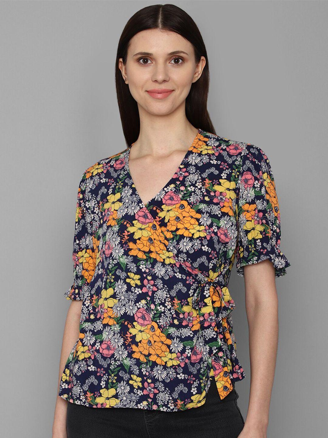allen solly woman multicoloured floral print wrap top