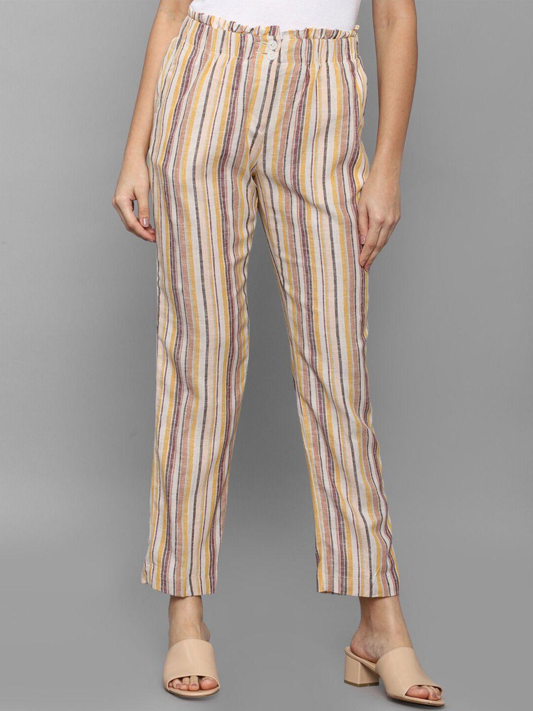 allen solly woman multicoloured striped trousers