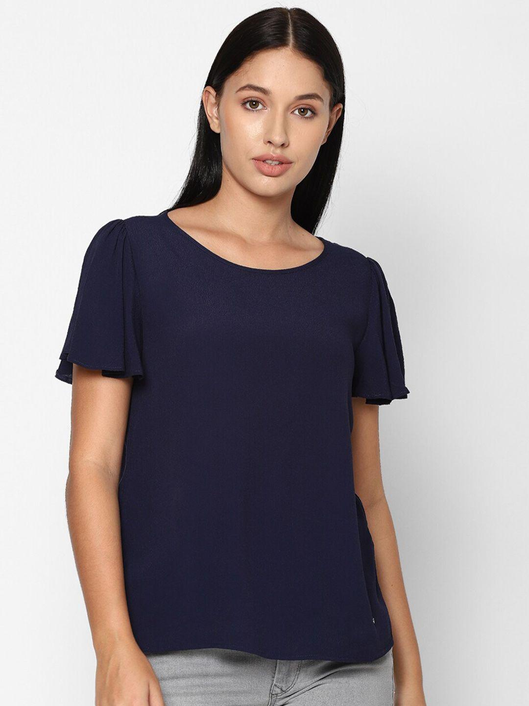 allen solly woman navy blue regular top