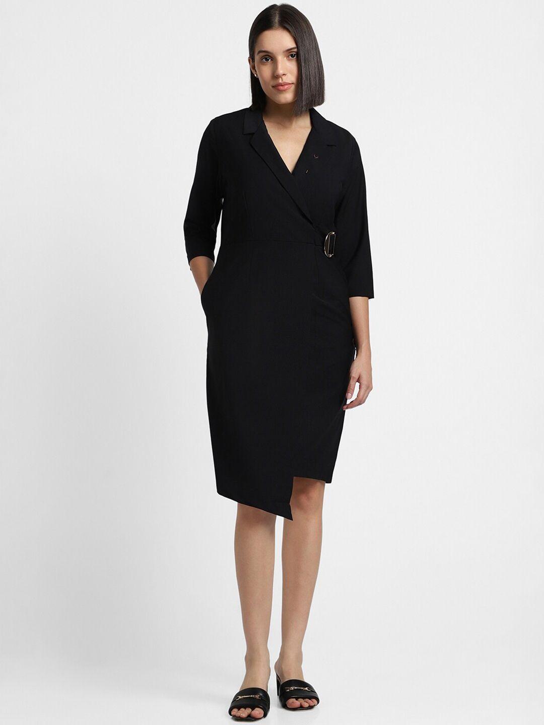 allen solly woman notched lapel collar wrap dress