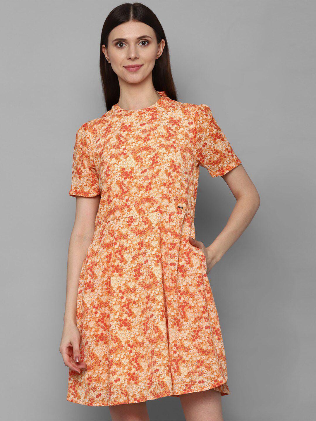 allen solly woman orange floral dress