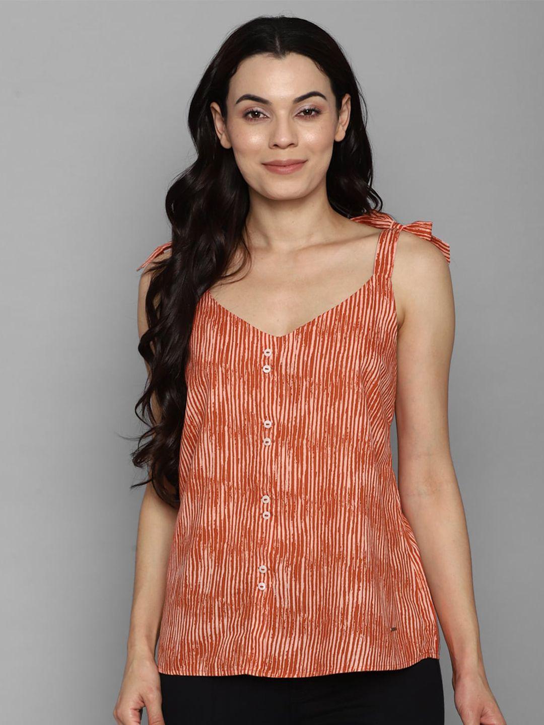 allen solly woman orange striped top