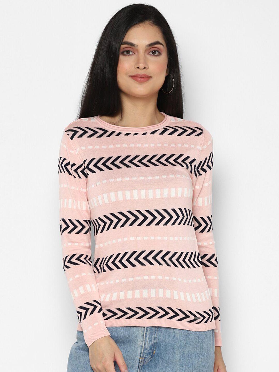 allen solly woman pink geometric print top