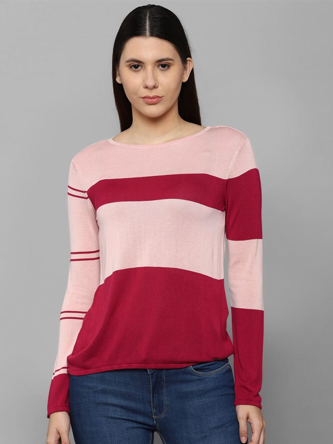 allen solly woman pink striped top