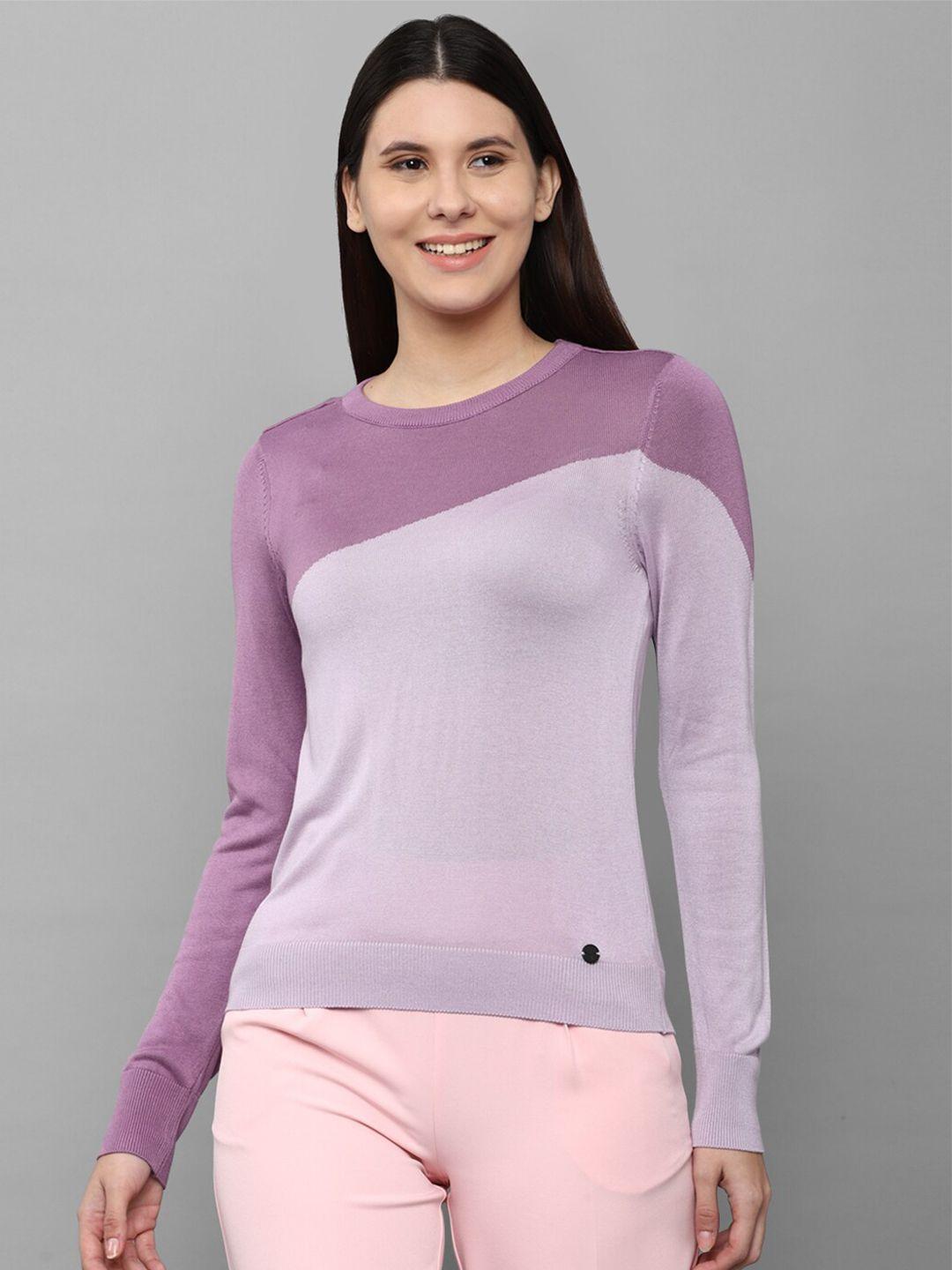 allen solly woman purple colourblocked top