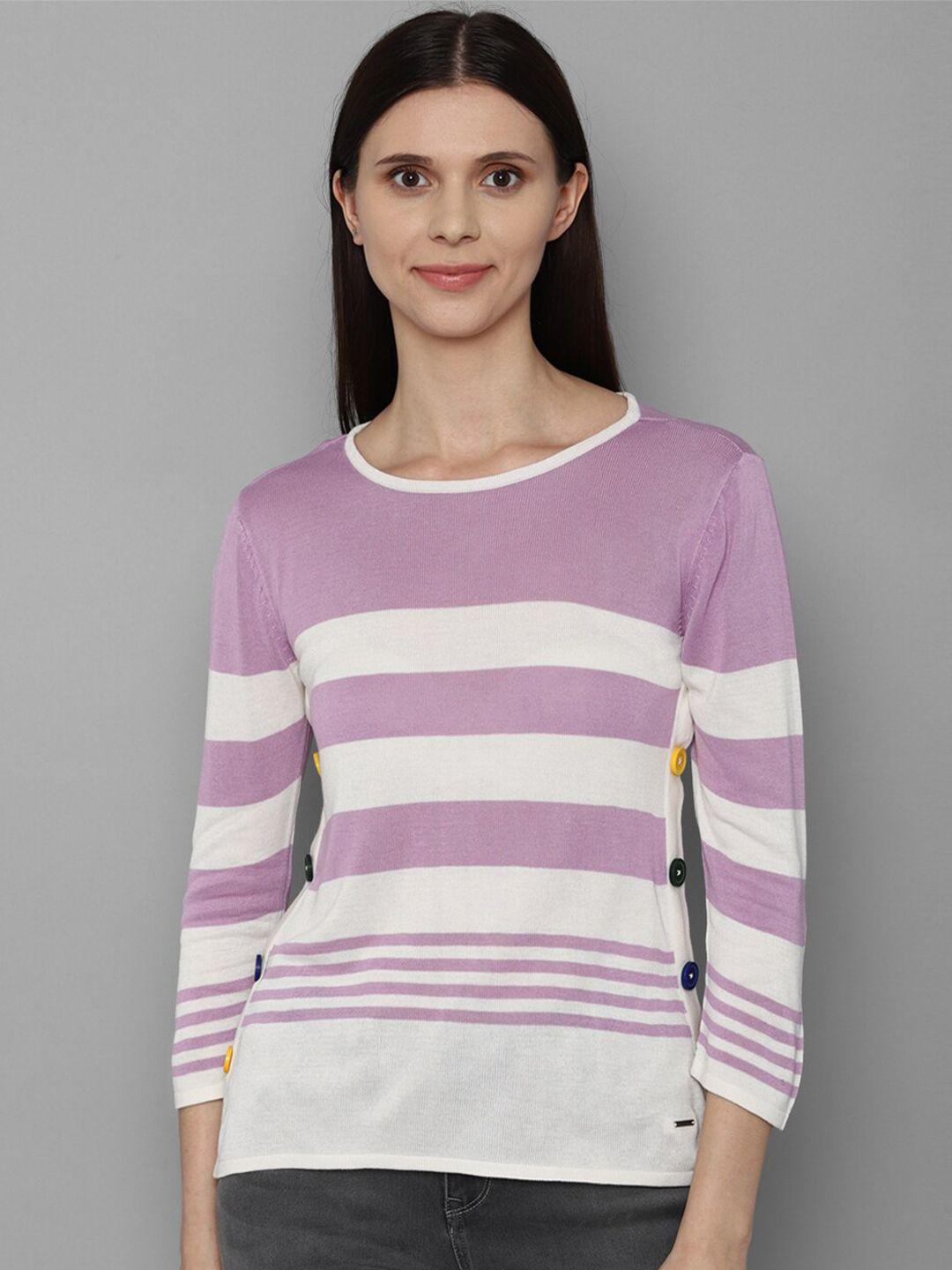 allen solly woman purple striped top