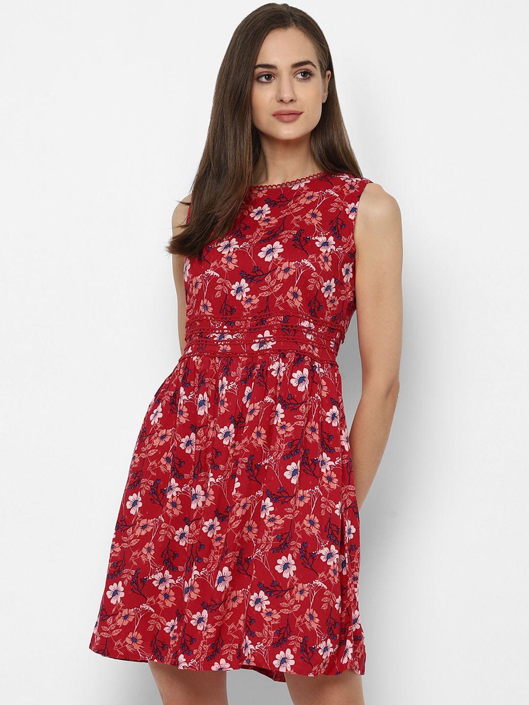 allen solly woman red floral dress