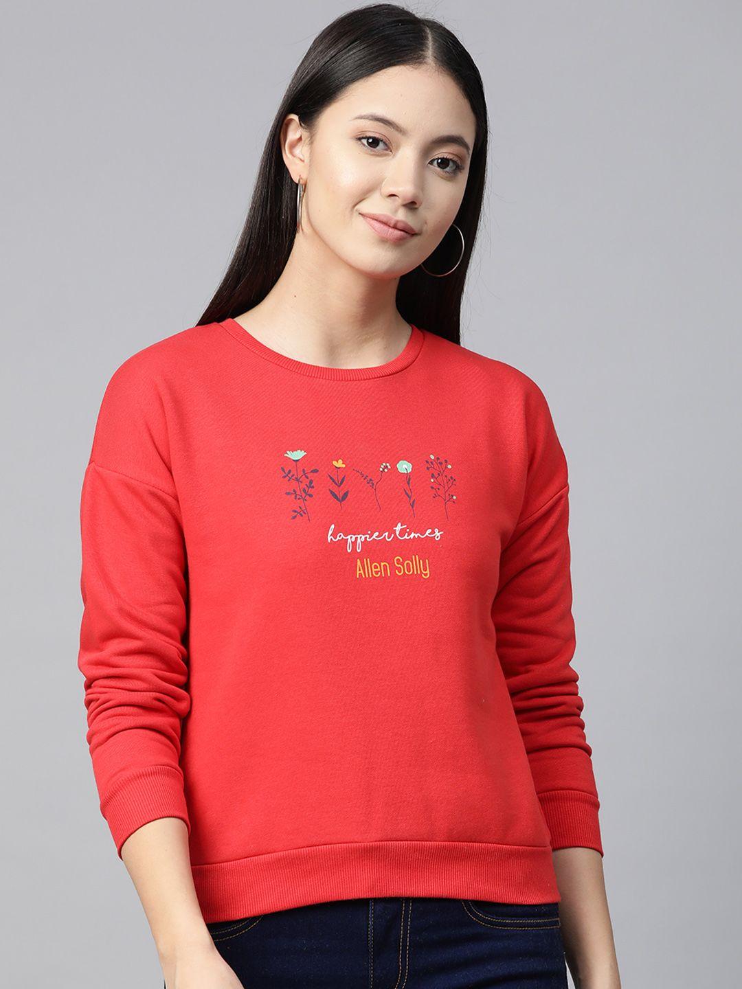 allen solly woman red floral printed sweatshirt