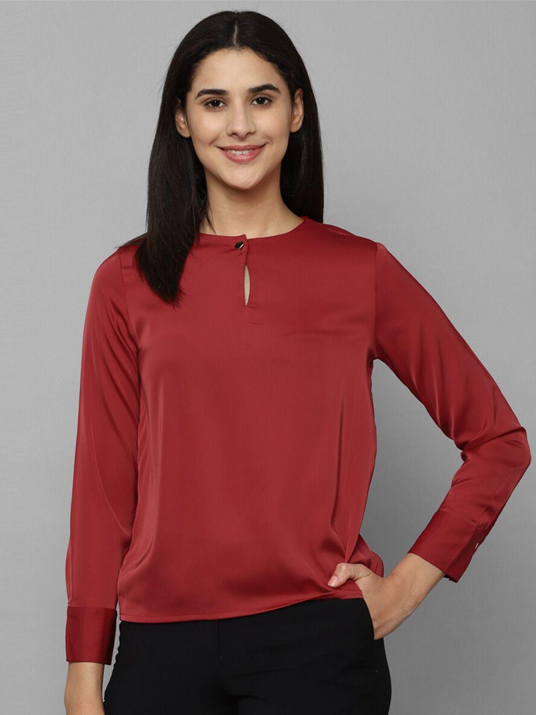 allen solly woman round neck cuffed sleeves top