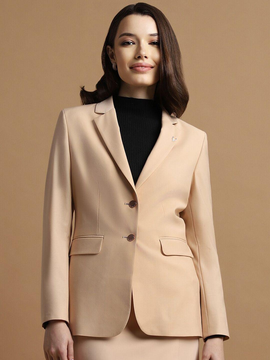 allen solly woman single breasted notched lapel collar slim fit blazer