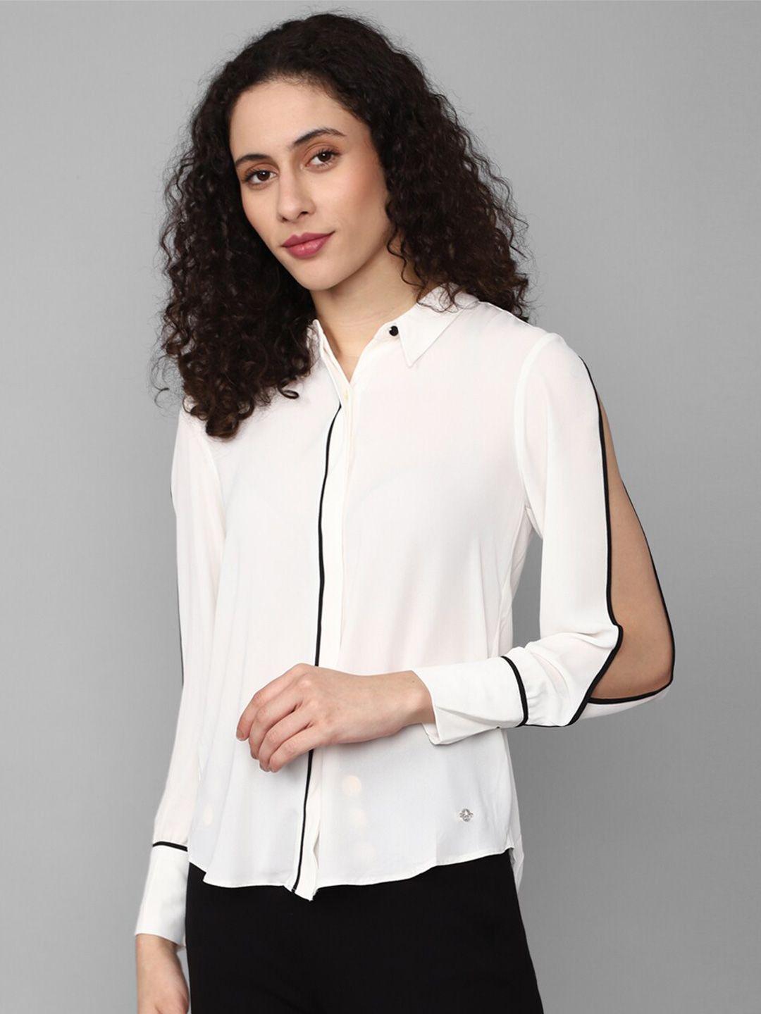 allen solly woman slit sleeves regular fit casual shirt