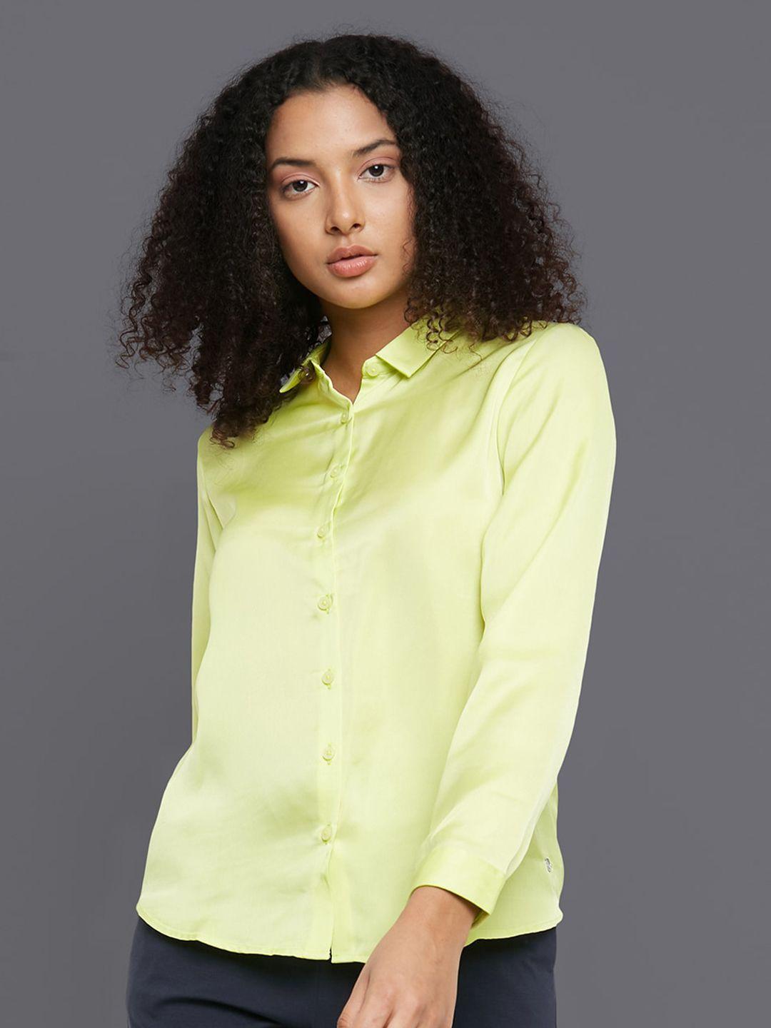 allen solly woman spread collar casual satin shirt