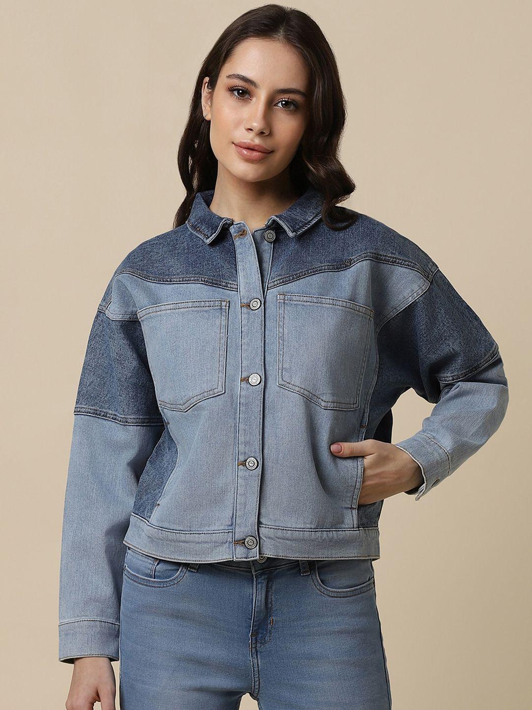 allen solly woman spread collar denim jacket