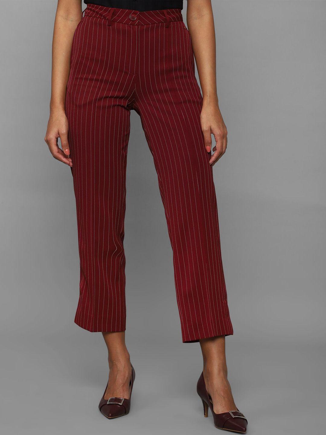 allen solly woman striped printed regular fit trousers