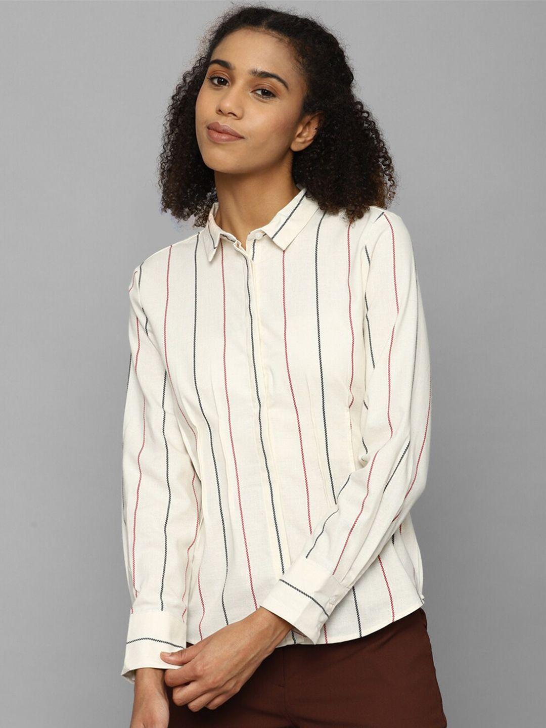 allen solly woman striped pure cotton casual shirt