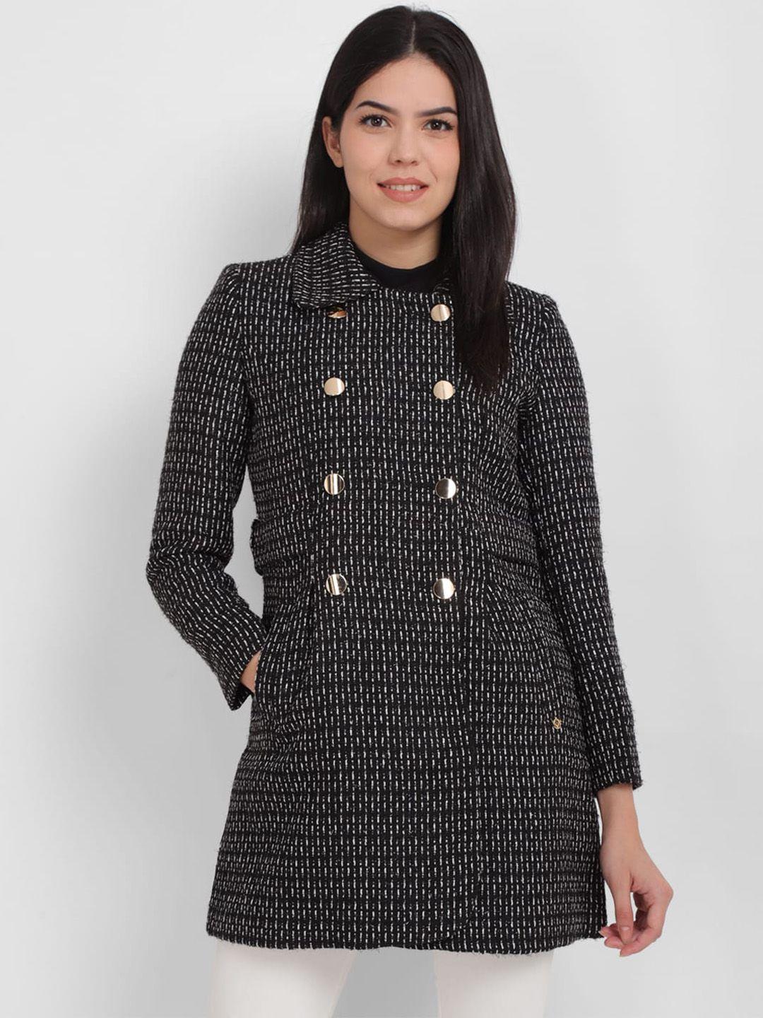 allen solly woman striped spread collar longline open front jacket