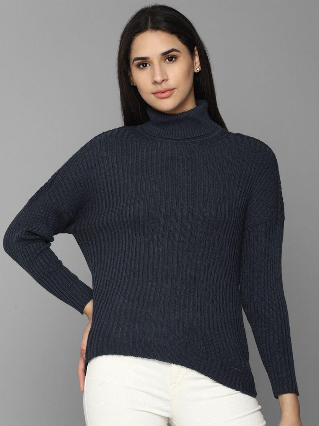 allen solly woman striped turtle neck pullover