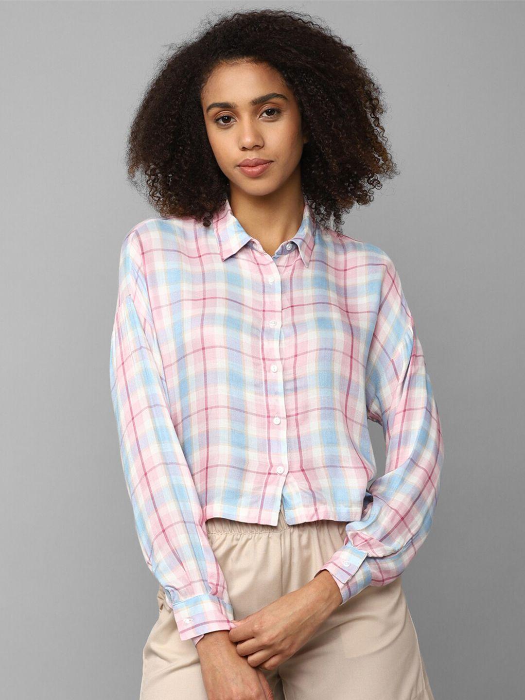 allen solly woman tartan checked opaque casual shirt