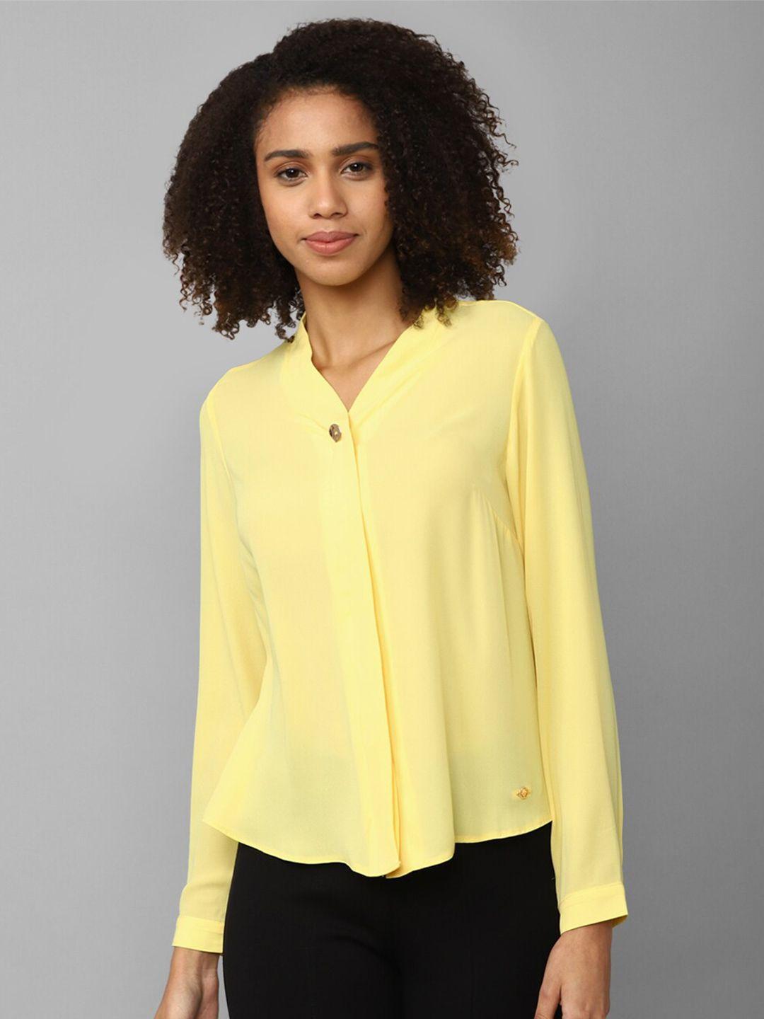 allen solly woman v-neck long sleeves shirt style top