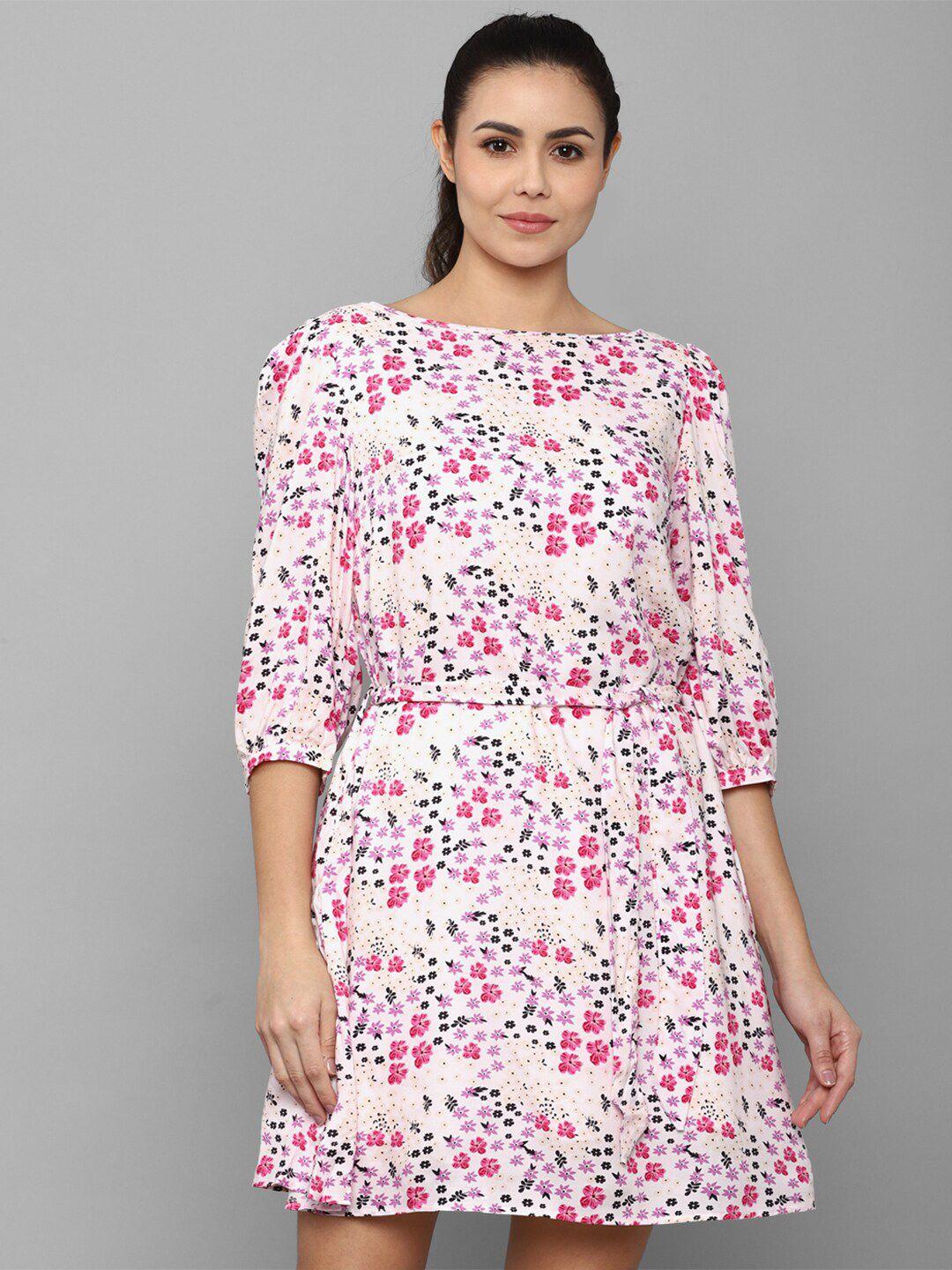 allen solly woman white & pink floral dress