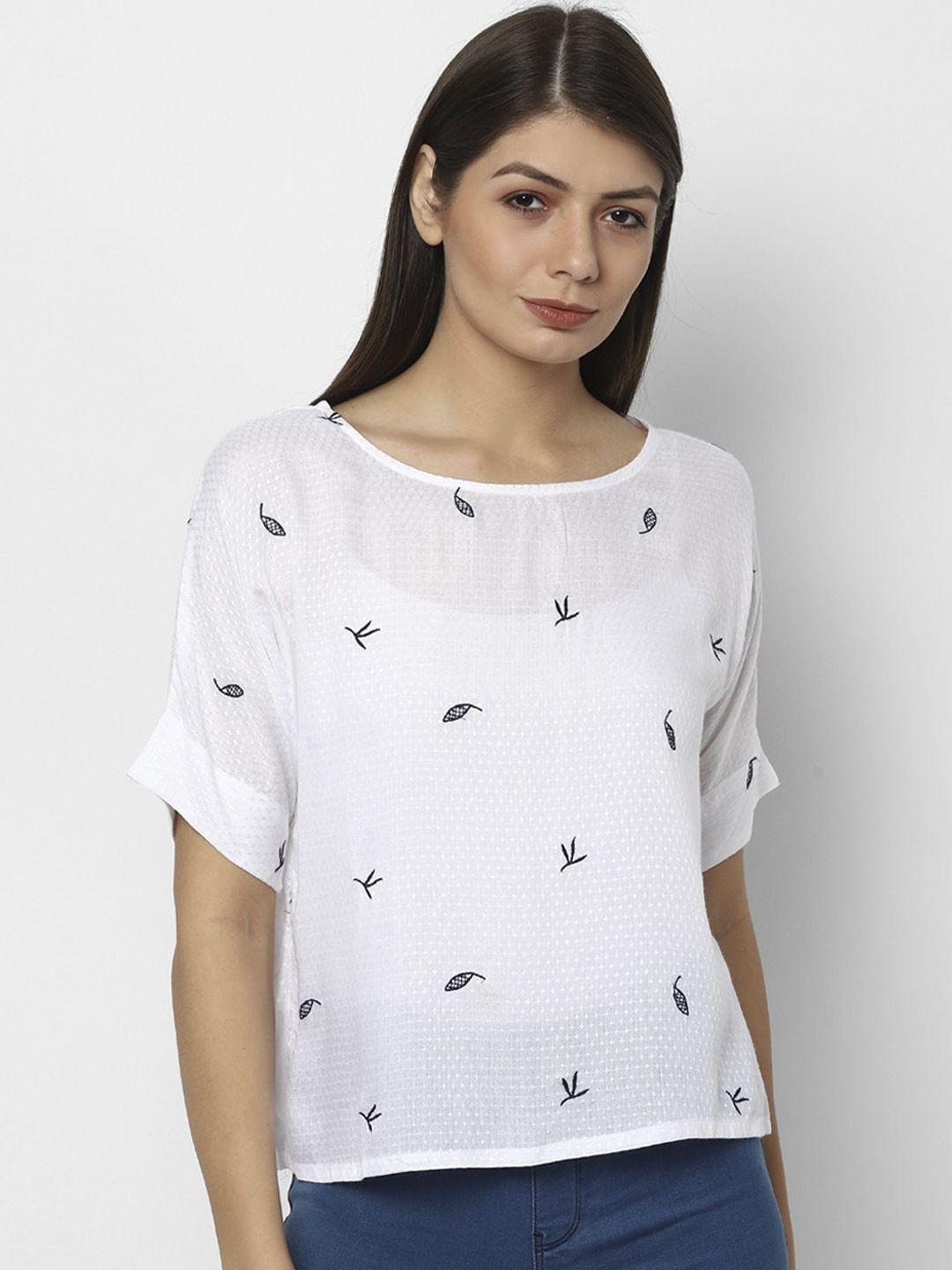 allen solly woman white printed pure cotton regular top
