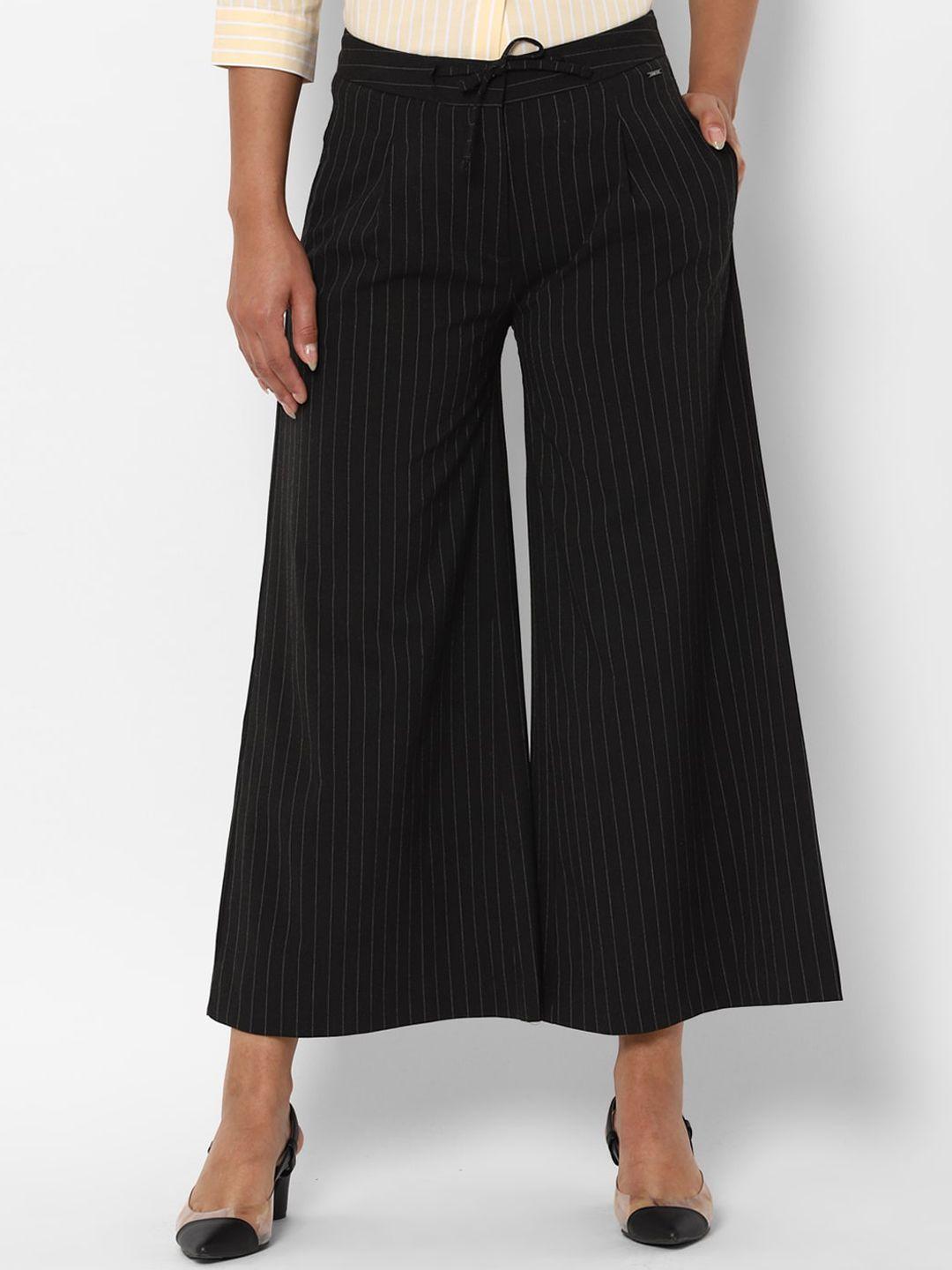 allen solly woman women black striped cropped culottes