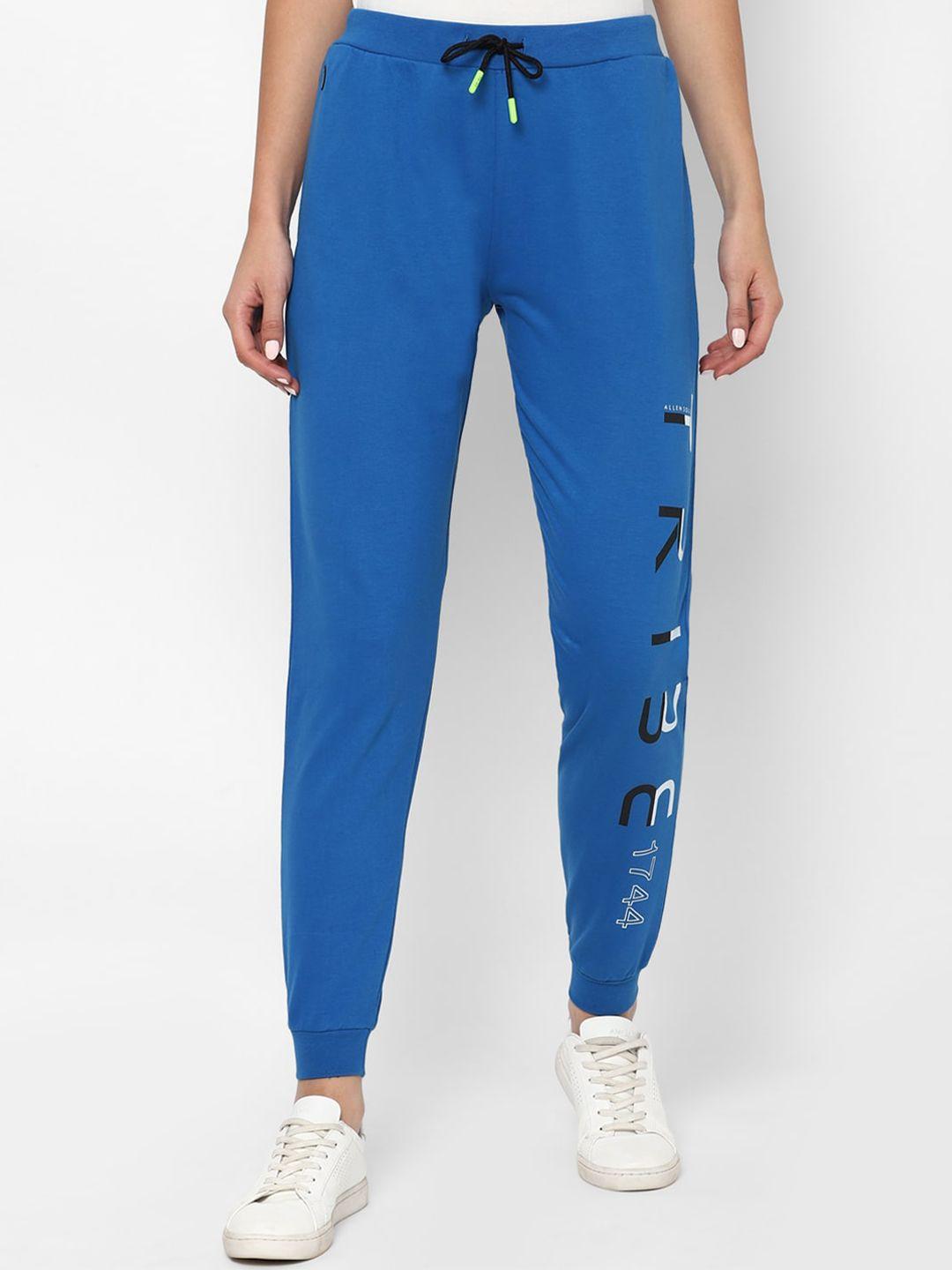 allen solly woman women blue regular fit printed cotton joggers