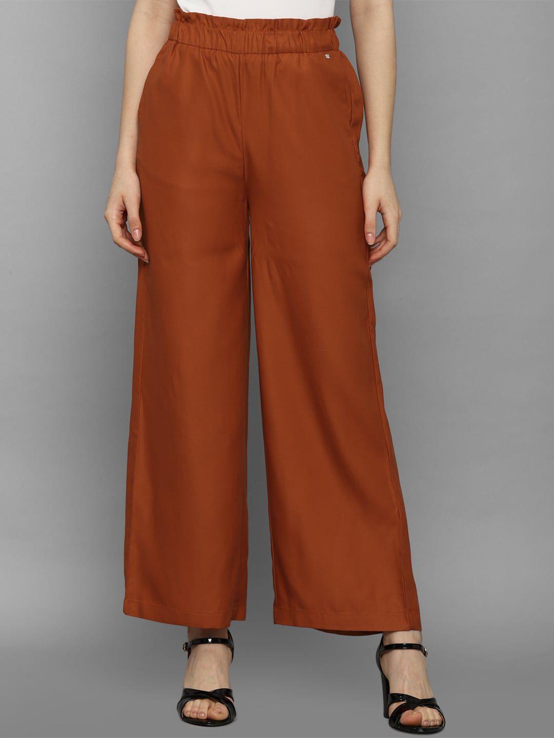 allen solly woman women brown trousers