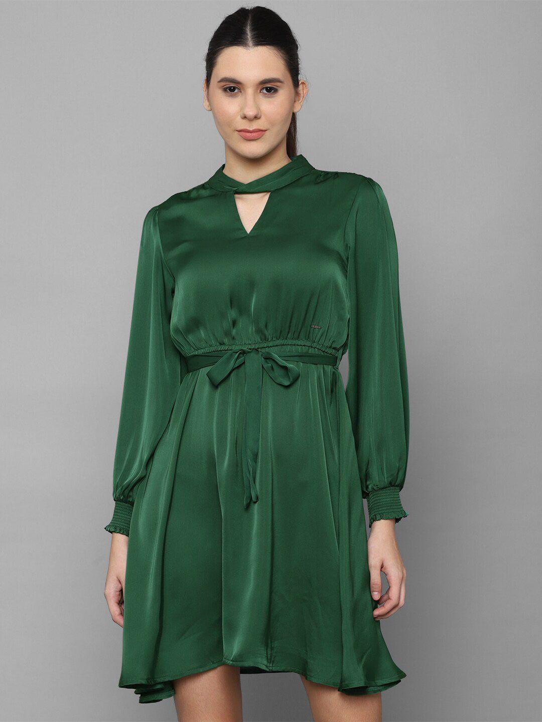 allen solly woman women green choker neck dress