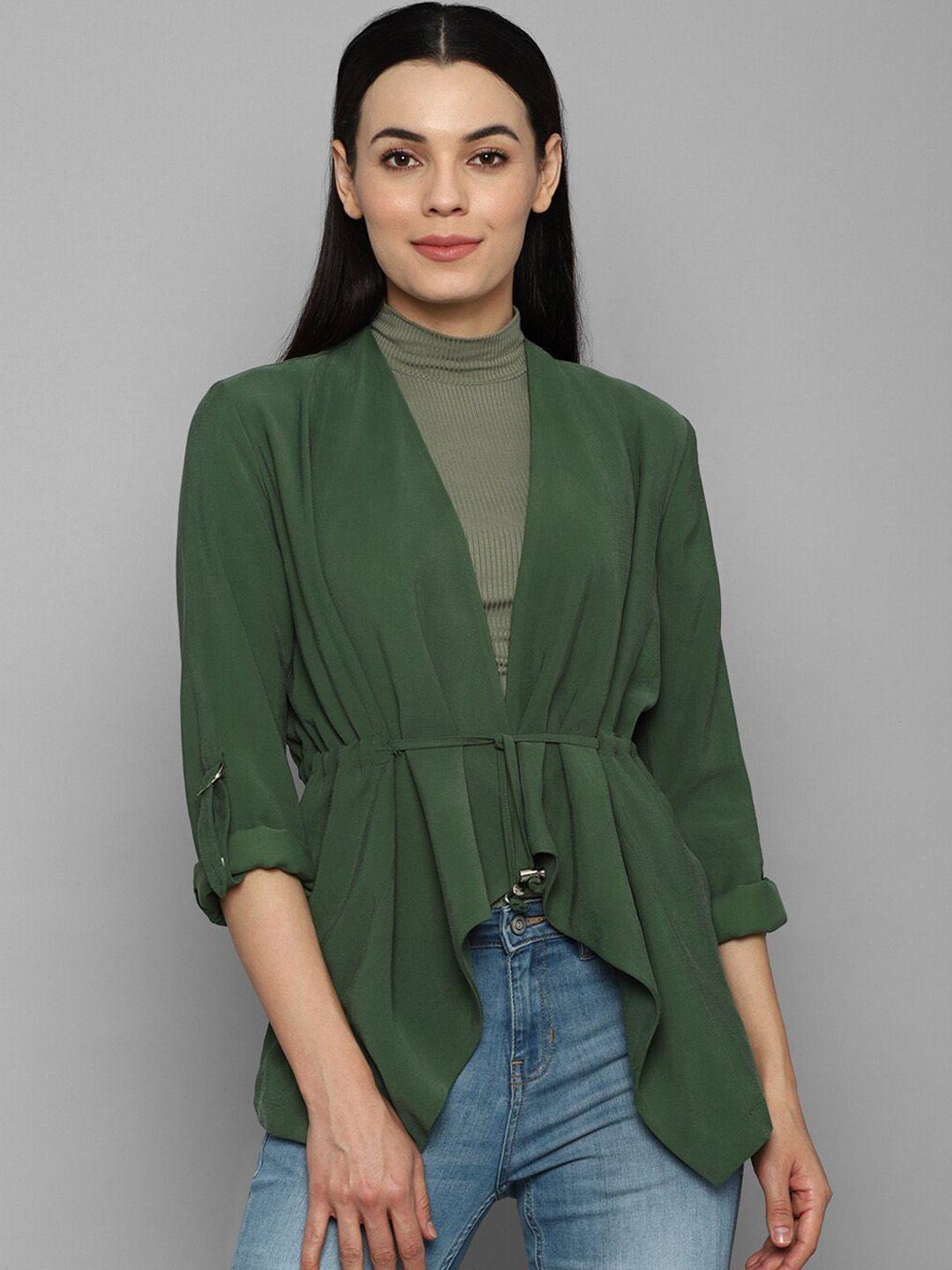 allen solly woman women green open front jacket