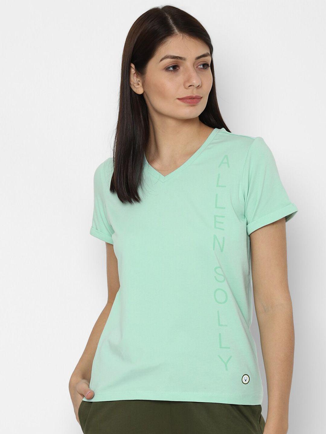 allen solly woman women green v-neck t-shirt