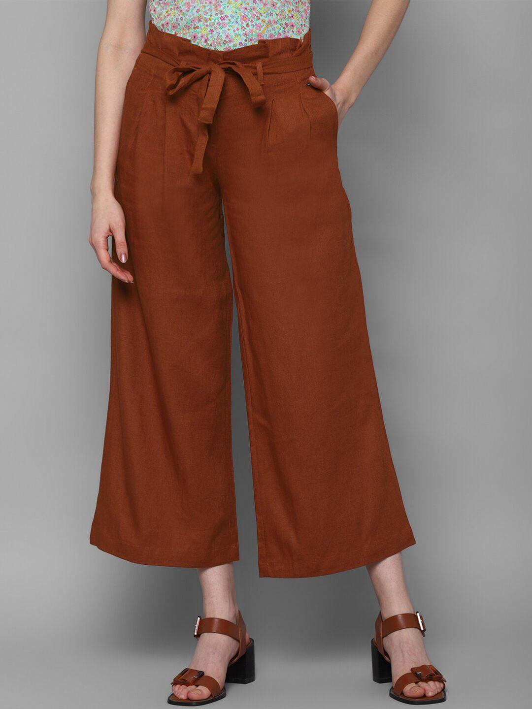 allen solly woman women maroon pleated trousers