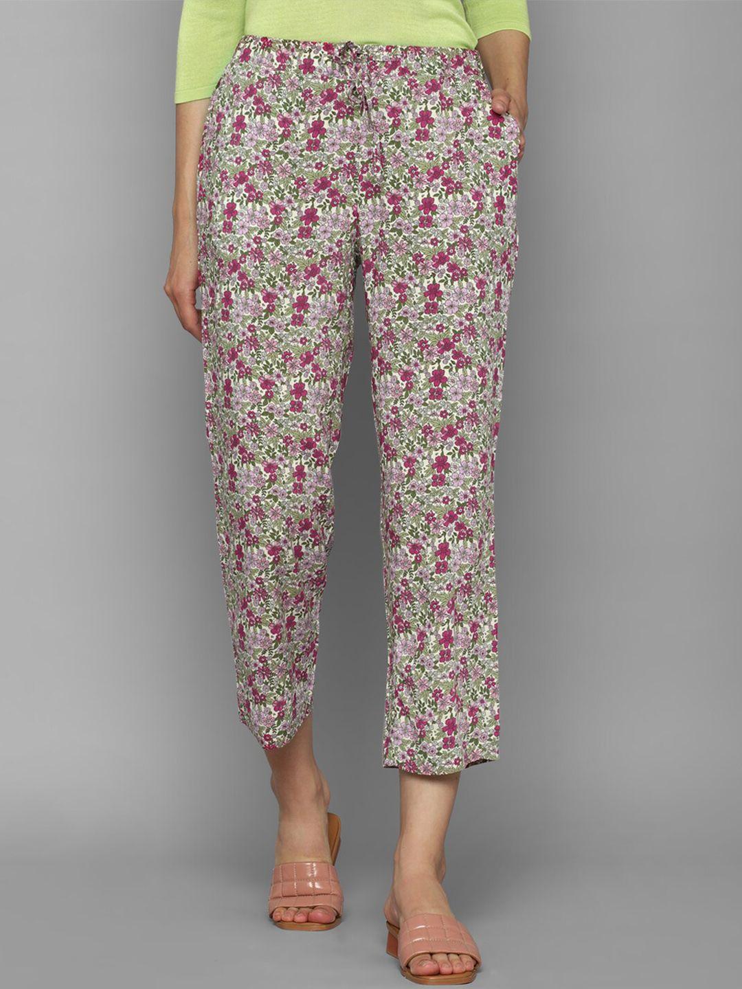 allen solly woman women multicoloured floral printed trousers