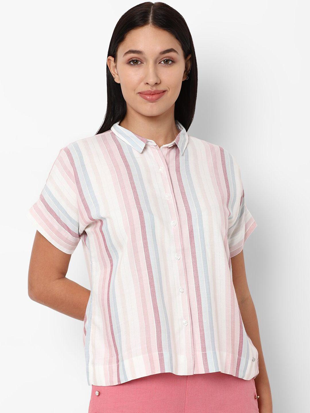 allen solly woman women multicoloured striped casual shirt
