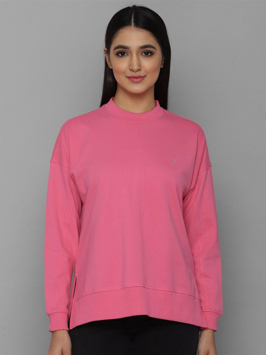 allen solly woman women pink cotton sweatshirt