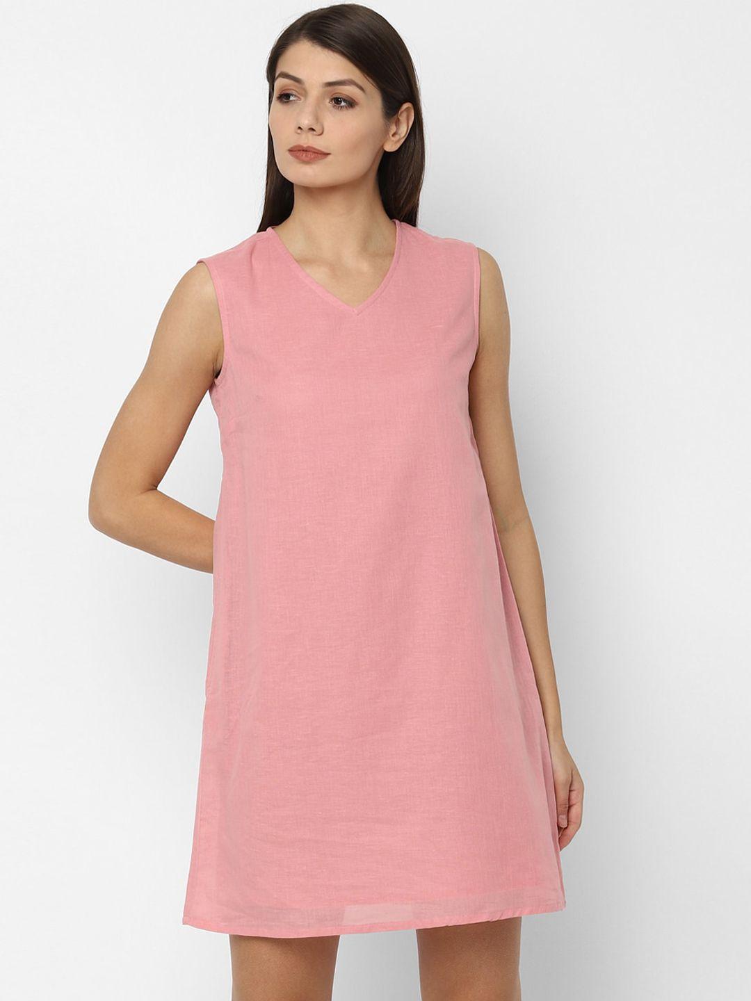 allen solly woman women pink solid a-line dress
