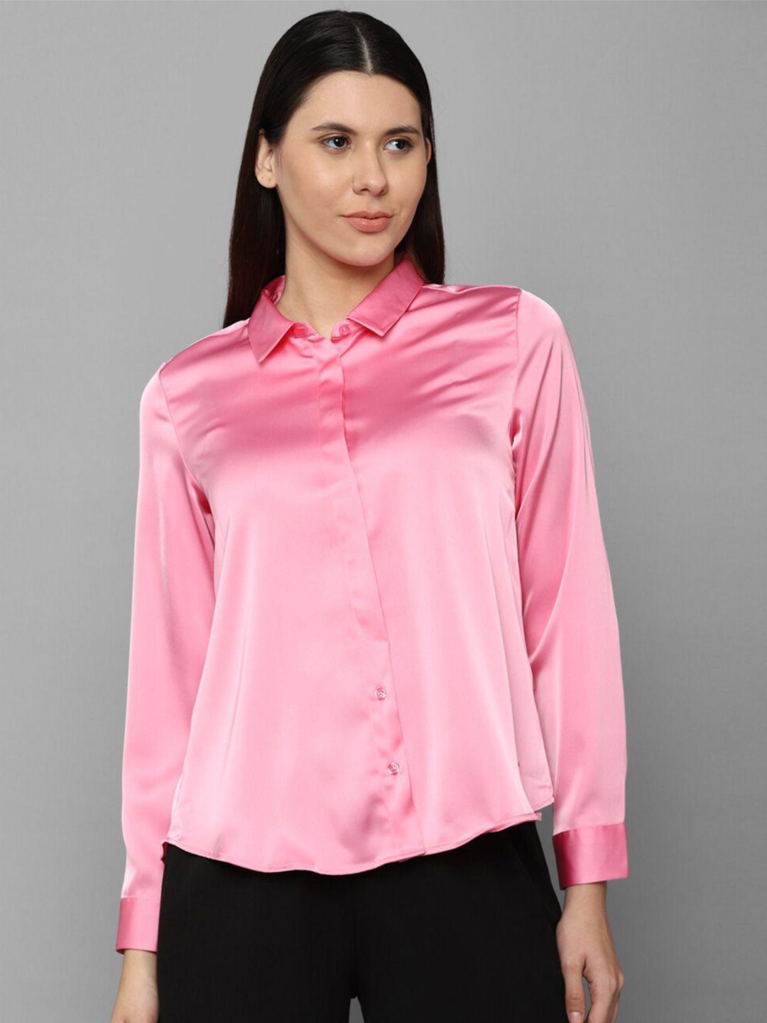 allen solly woman women pink solid casual shirt