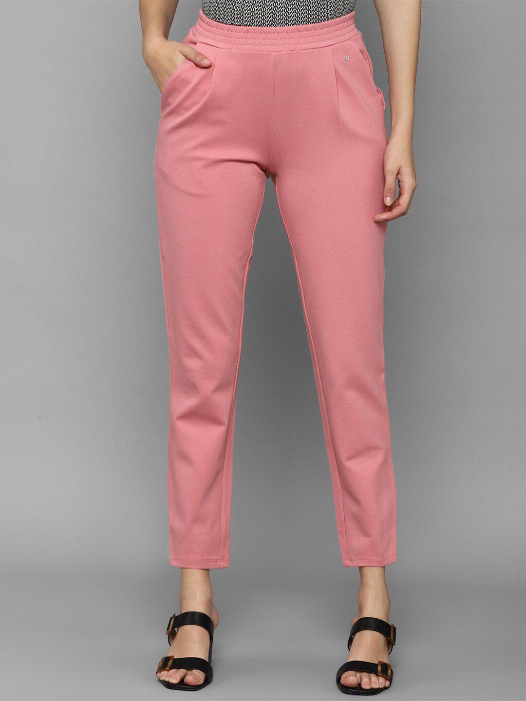 allen solly woman women pink solid cropped trouser