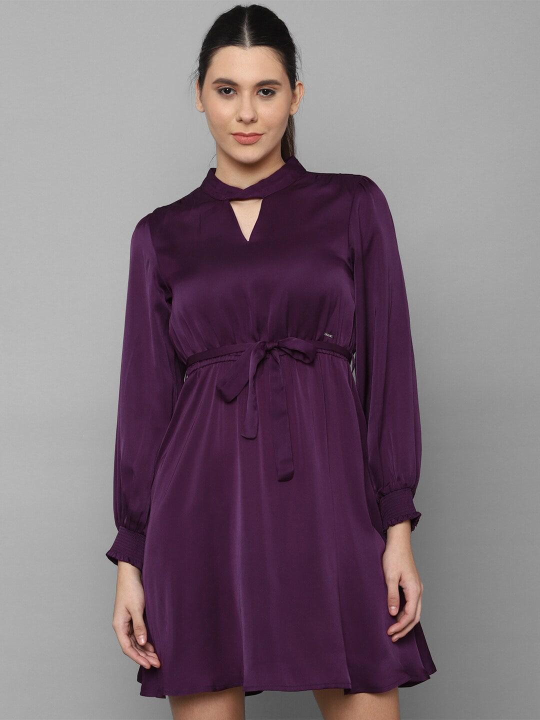 allen solly woman women purple choker neck dress