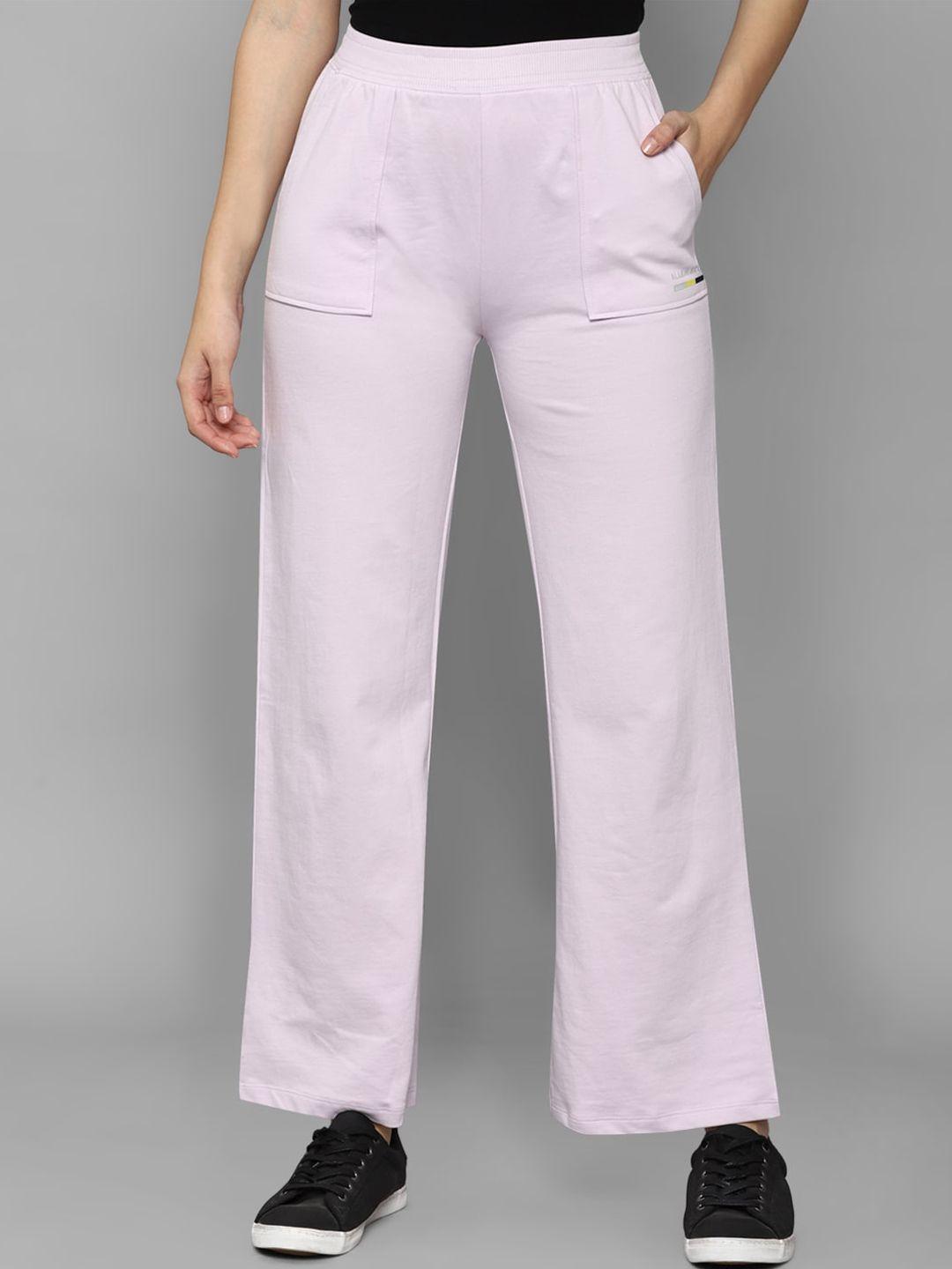 allen solly woman women purple cotton parallel trouser