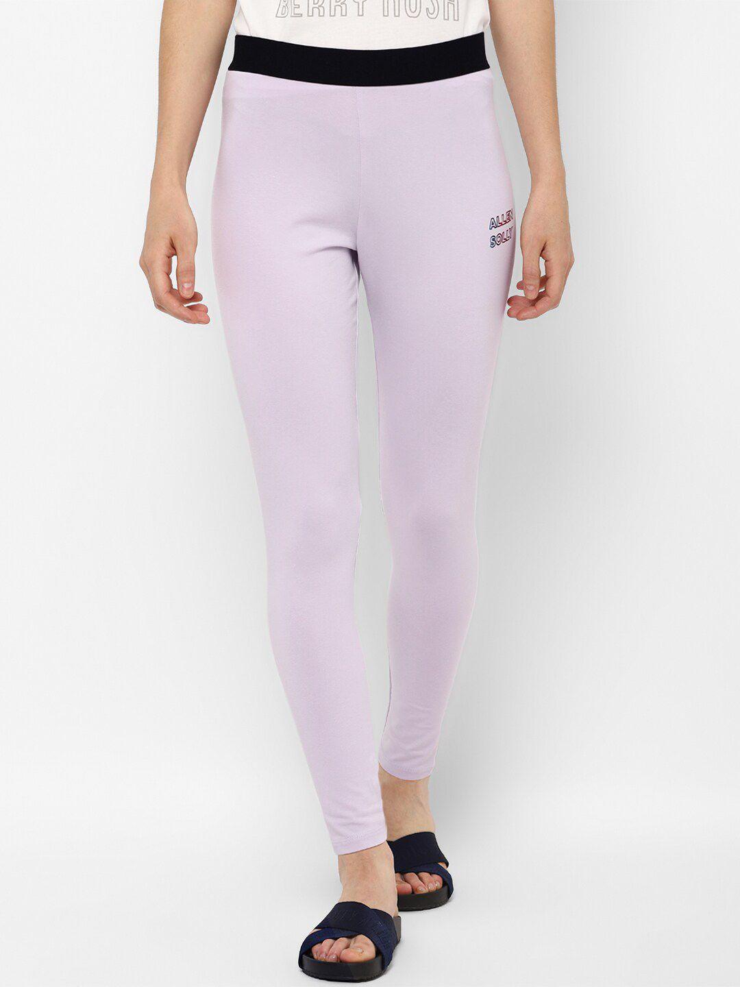 allen solly woman women purple solid ankle length leggings