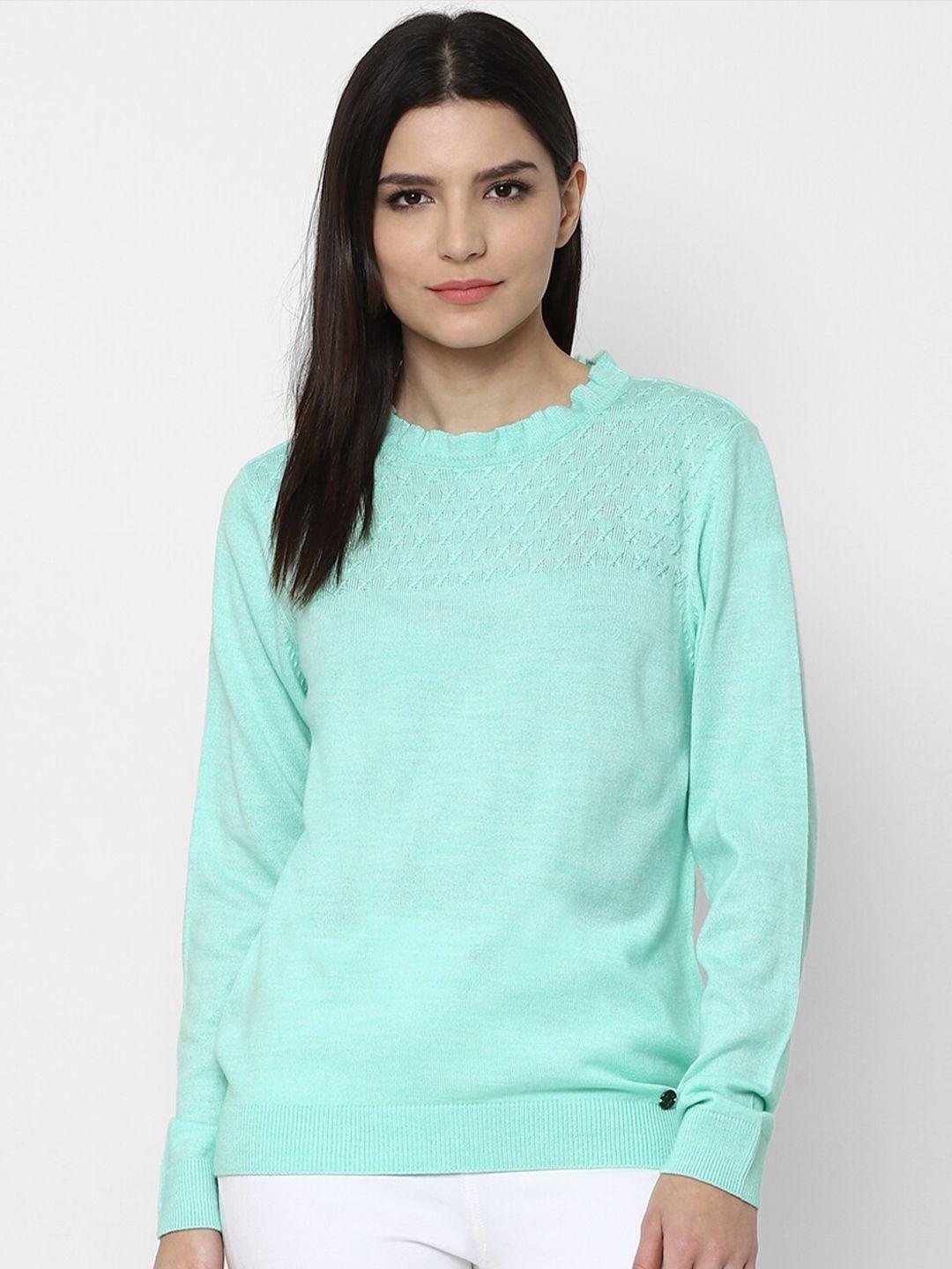 allen solly woman women turquoise blue pullover